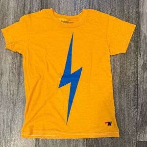 Aviator Nation Yellow Tee with Blue Lightning Bolt